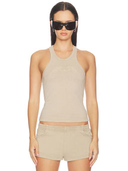 HAELO - Halo Women's Embroidered Racer Back Tank Top Taupe