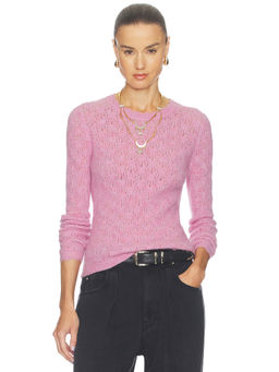 Isabel Marant Etoile - Obeline Women's Semi-Sheer Textured Knit Pullover Sweater Pink