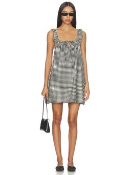 Juillet - Lucy Women's Sleeveless Linen Blend Mini Dress Tuxedo Plaid