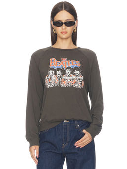 Junk Food - The Beatles Women's Graphic Raglan Crew Neck Sweatshirt Black