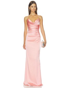 Katie May - Hope Women's Satin Cowl Neck Slip Maxi Dress Peach