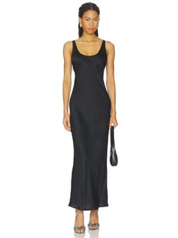 L'AGENCE - Akiya Women's Sleeveless Scoop Neck Satin Maxi Dress Black