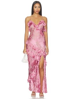 LoveShackFancy - Dean Women's Ruffled Satin Maxi Dress Pink