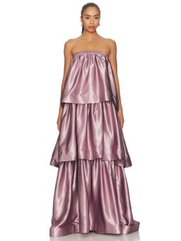 L'IDEE - Valentina Women's Strapless Tiered Satin Maxi Gown Rosewood