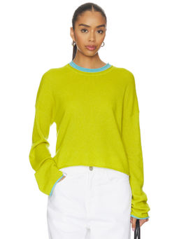 La Ligne - Dominick Women's Faux-Layered Crew Neck Pullover Sweater Green