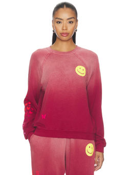 Lauren Moshi - Anela Women's Graphic Raglan Sweatshirt Maroon