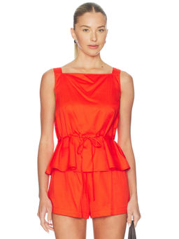 LESET - Yoko Women's Sleeveless Drawstring Waist Playsuit Red