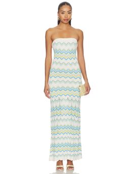 L SPACE - Hallie Women's Strapless Chevron Knit Maxi Dress Gold