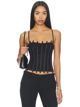 Miaou - Lila Women's Underwired Boned Mesh Corset Black