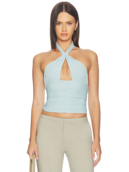 Mimchik - Piper Women's Knotted Halter Neck Sleeveless Top Blue