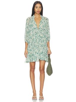 MISA Los Angeles - Shyra Women's Floral Print Shirred Mini Dress Aqua