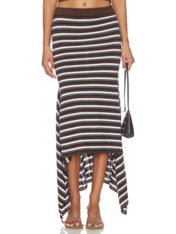 Monse - Stripe Cascade Women's Asymmetrical Maxi Skirt Brown