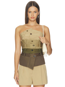 Monse - Women's Strapless Boned Corset Top Brown