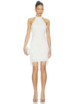Nadine Merabi - Elle Women's Beaded Fringe Halter Mini Dress White