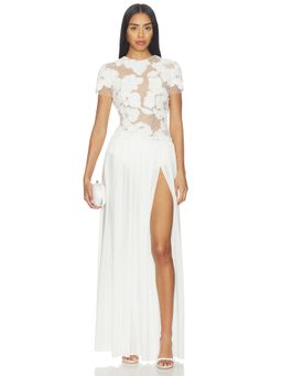 Nadine Merabi - Sloane Women's Embellished Mesh Maxi Dress White