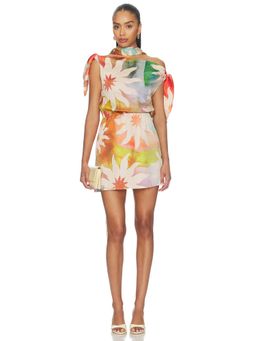 Never Fully Dressed - Abstract Soleil Women's One-Shoulder Mini Dress Multi-Color