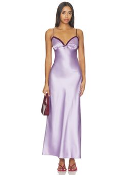 NIA - Camille Women's Satin Slip Maxi Dress Lavender