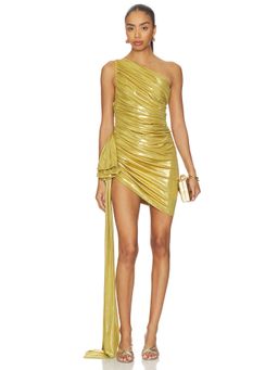 Norma Kamali - Pickleball Diana Women's Ruched One Shoulder Mini Dress Gold