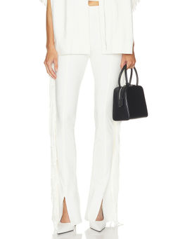 Norma Kamali - Fringe Spat Women's High-Waist Flared Jeans Snow White