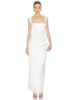 Nookie - Dream Women's Satin Square Neck Sleeveless Maxi Dress White