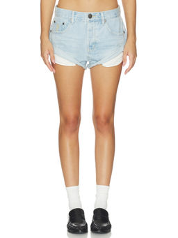 One Teaspoon - Bandits Women's Low Waist Rolled Hem Denim Shorts Blue