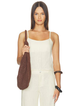 OW Collection - Luma Women's Linen Tie-Up Back Crop Top Tan