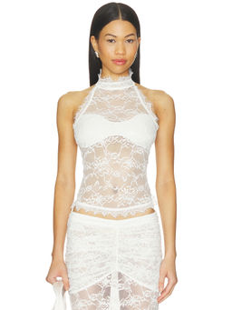 OW Collection - Selah Women's Lace Halter Neck Sleeveless Top White