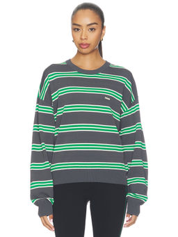 P.E Nation - Retreat Stripe Women's Relaxed Drop-Shoulder Sweater Grey