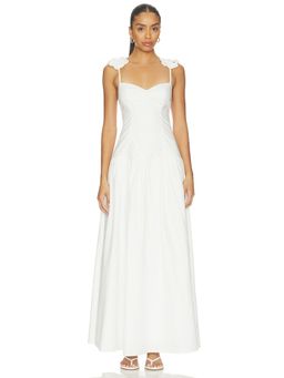 PEIXOTO - Audrey Women's Floral Applique Strap Maxi Dress White