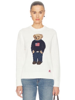 POLO RALPH LAUREN - Linen Bear Women's Knit Graphic Pullover Sweater Multi-Color