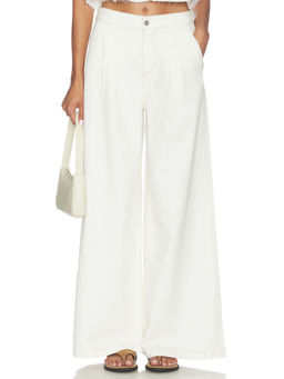 PISTOLA - Pleated Women's High-Waist Wide Leg Jeans Off White