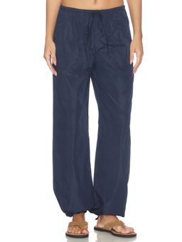 Rag & Bone - Claire Taffeta Women's Wide-Leg Drawstring Palazzo Pants Deep Blue