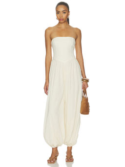 ROCOCO SAND - Corset Women's Strapless Wide Jumpsuit Cream