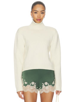 Rohe - Statement Shoulder Women's Cropped Ribbed Turtleneck Sweater Cream