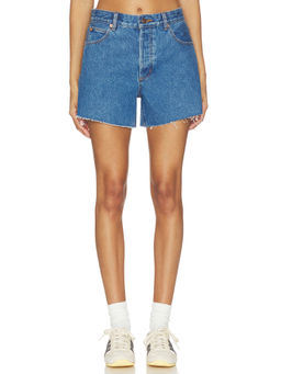 ROLLA'S - Lou Women's Mid-Waist Raw Hem Denim Shorts Blue