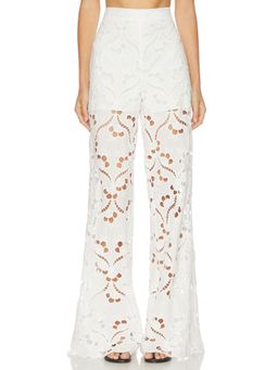 SANS FAFF - Valentine Women's High-Waisted Crochet Wide Trousers White