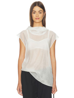 SANS FAFF - Halo Women's Sheer Cowl Neck Top White