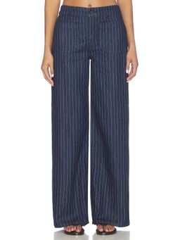 Sanctuary - Marine Women's High-Waist Wide-Leg Full Length Trousers Navy Blue