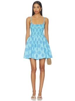 SAYLOR - Lapis Women's Smocked Bodice Printed Mini Dress Blue