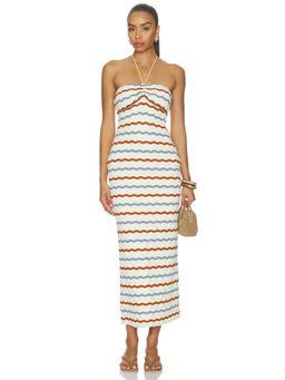 SAYLOR - Pierrette Women's Striped Halter Neck Midi Dress Multi-Color