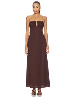 SEVEN WONDERS - Martha Women's Strapless Ruched Maxi Dress Brown