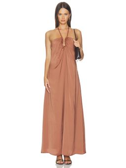 SNDYS - Calana Women's Halter Neck Satin Maxi Dress Copper