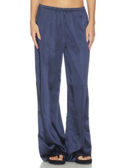 SNDYS - Molly Women's Elastic Waist Wide-Leg Palazzo Pants Navy Blue