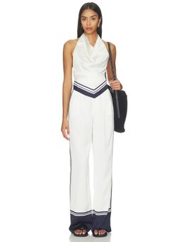 SER.O.YA - Marlowe Satin Women's Mid-Waist Wide Trousers Navy Blue