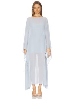 Show Me Your Mumu - Olsen Women's Chiffon Cape Sleeve Maxi Dress Steel Blue