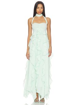 Show Me Your Mumu - Gemma Ruffle Women's Halter Neck Tiered Maxi Dress Green