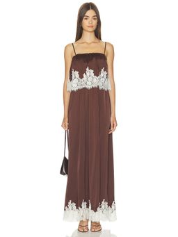 Show Me Your Mumu - Emmylou Women's Lace Trim Sleeveless Maxi Dress Brown