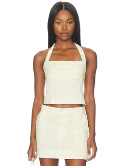 Show Me Your Mumu - Hayden Women's Sleeveless Halter Neck Crop Top Cream