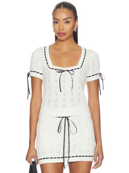 Show Me Your Mumu - Simone Women's Cable Knit Tie-Up Top Ivory