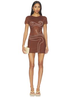 Significant Other - Bexley Women's Embroidered Mesh Mini Bodycon Dress Oak